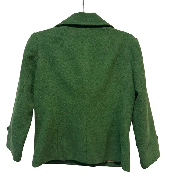 CAbi Cropped Pea Coat Wool Blend in Green - Picture 3 of 10